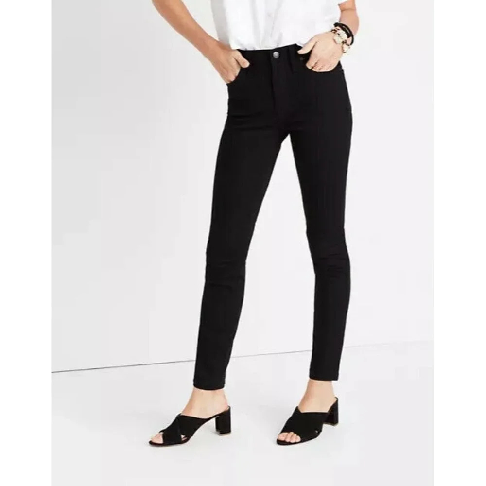 Madewell 9"‎ Mid-Rise Skinny Jeans in ISKO Stay Black Women's Size 24 $128